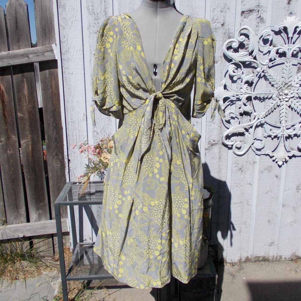 Yoana Baraschi Yellow & Grey Tie Dress